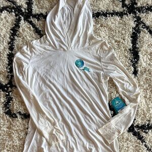 Pelagic White Hooded Long Sleeve UV Sun Shirt